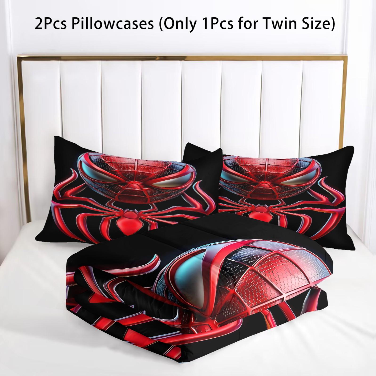 Spider-Man Patterned Bedding Set, Including 1 Duvet Cover And 1 Or 2 Pillowcases Without Pillow Inserts, Bedroom Decoration Gift