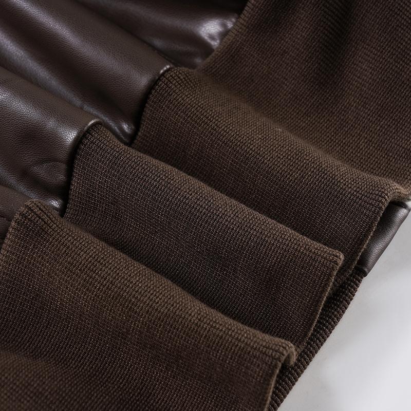 Women's High Neck Zipper Leather Jacket, Long Sleeve Loose Fit Coat, Fall & Winter Street Style Motorcycle Windbreaker