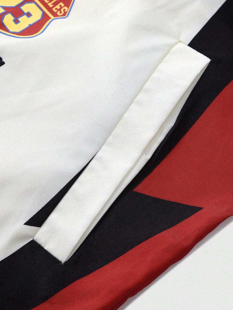 Men's Speed Racing Pattern College Style Jacket, Street Hip-Hop Coat, Fitted Long Zipper Design, Casual Outdoor Wear, All Seasons