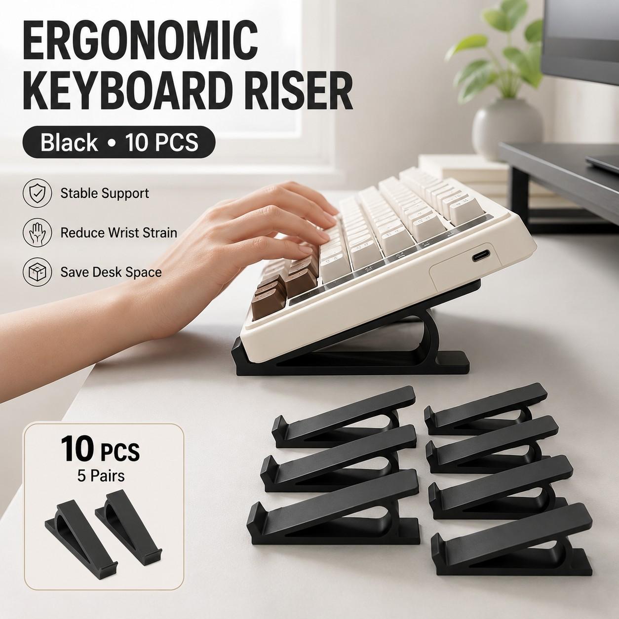 10pcs Ergonomic Keyboard Riser Stand, Non-Slip Universal Holder, Office & Gaming Dedicated, Comfortable Typing Solution, Gaming Setup Accessories