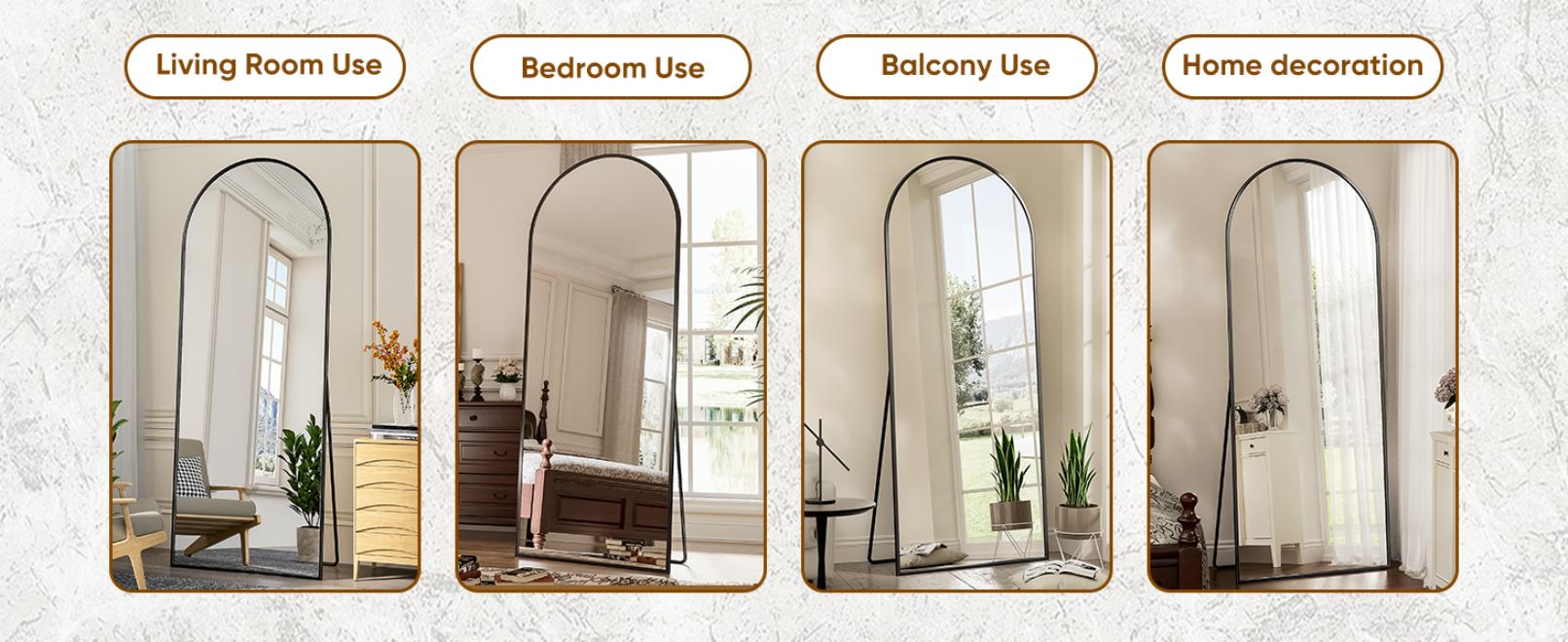 full  length mirror for christmas gift, 58*18-41*81in Multiple Sizes Arched Floor Standing Large Mirror Full Body Mirror with Stand for Bedroom, Hanging Mounted Mirror for Living Room
