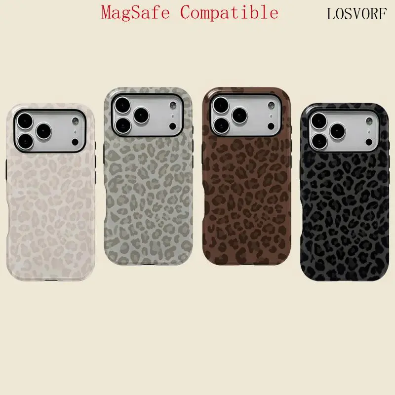 [Magnetic Compatible]Leopard Cheetah iPhone Case for 11 12 13 14 15 16 17 Pro Max Tough Case, Aesthetic Design Phone case, Gift