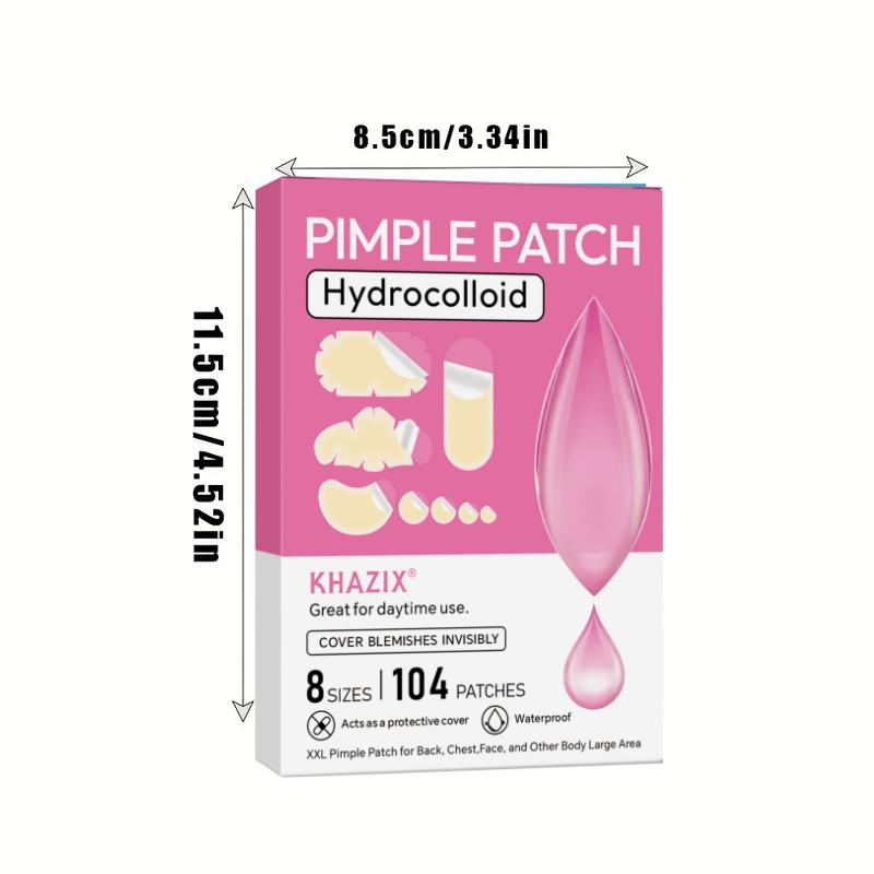 104pcs Acne Patches, Acne Pimple Patch, 5 Shapes, Hyaluronic Acid & Tea Tree Oil, Day and Night Skin Care, Transparent Gel, Anti-Acne Treatment