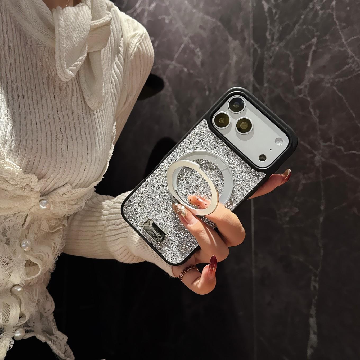 Women's Shell Compatible with iPhone 17/17 Pro/17 Pro Max, Glitter 360 Rotation Magnetic Stand, Apple Protective Case, iPhone Cover