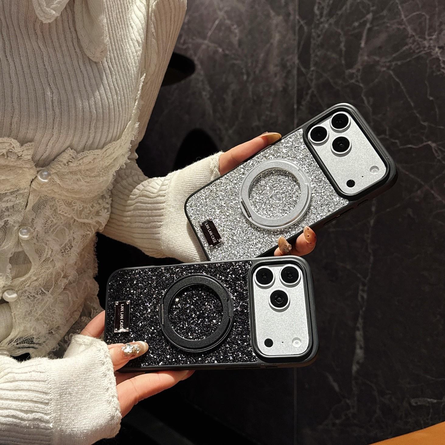 Women's Shell Compatible with iPhone 17/17 Pro/17 Pro Max, Glitter 360 Rotation Magnetic Stand, Apple Protective Case, iPhone Cover