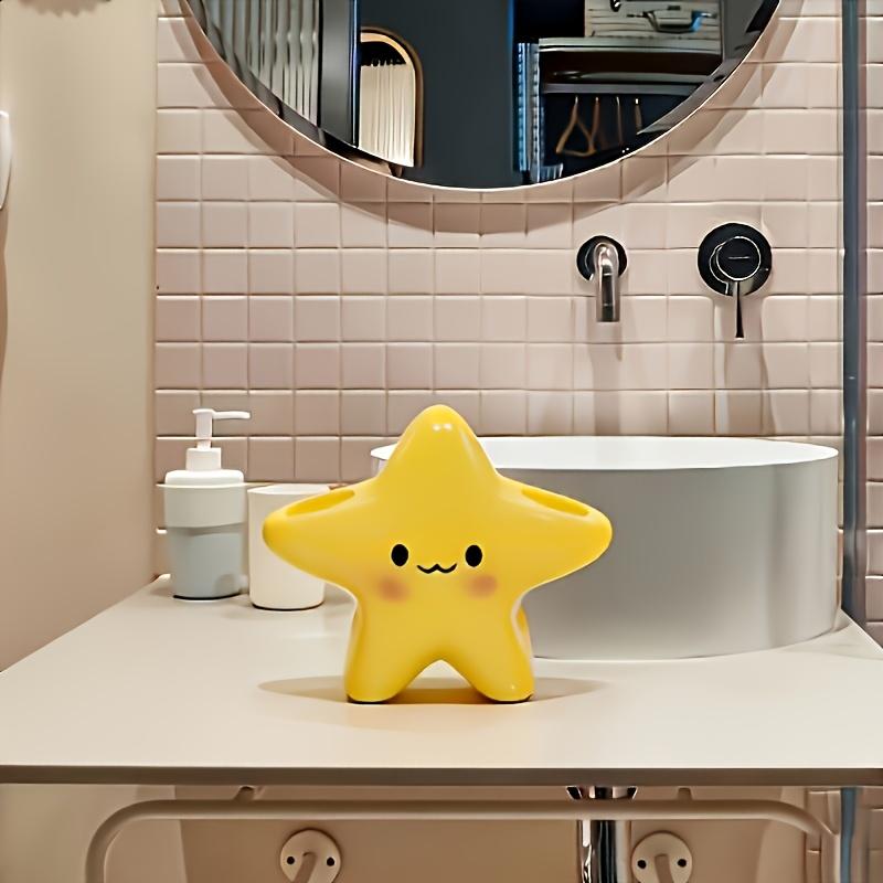 Large Star Design Toothbrush Holder Cute Smiley Shape Space Saving Bathroom Storage Stand For Manual & Electric Toothbrush