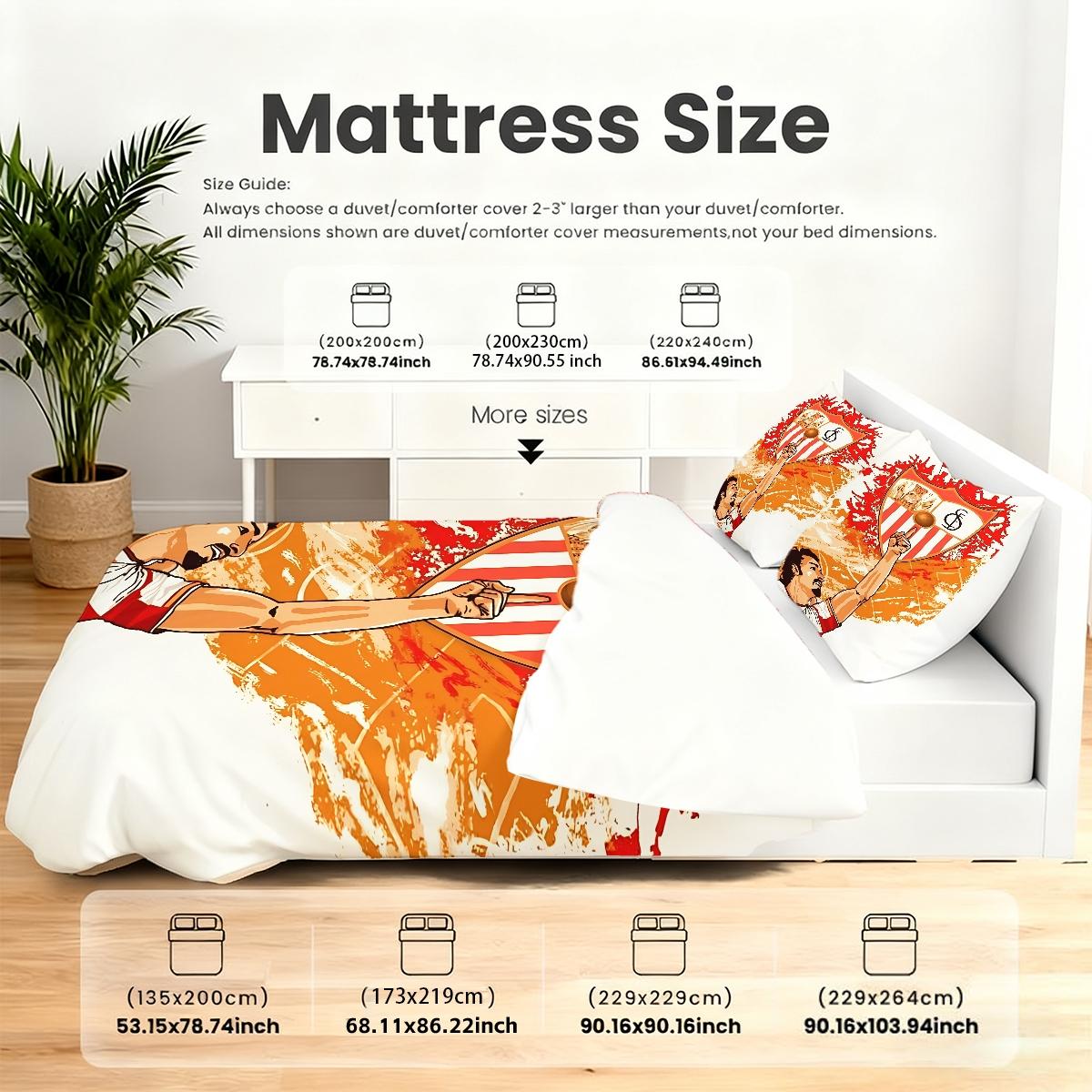 3Pcs,Sevilla Fútbol Club inspiration  three-piece bedding set, soft, comfortable and skin-friendly, universal in all seasons, bedding set, no pillow core, no quilt core, suitable for bedrooms, guest rooms - (1 quilt cover + 2 pillowcases)