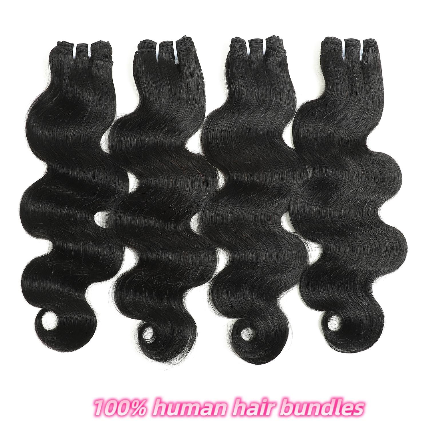 Karlami 100% Virgin Human Hair Body Wave Bundles 12A Straight Hair Bundles 3/4 Bundles Deep Wave Burmese Curly Bundles with 5x5 Closure Human Hair Bundles for Women Natural Black