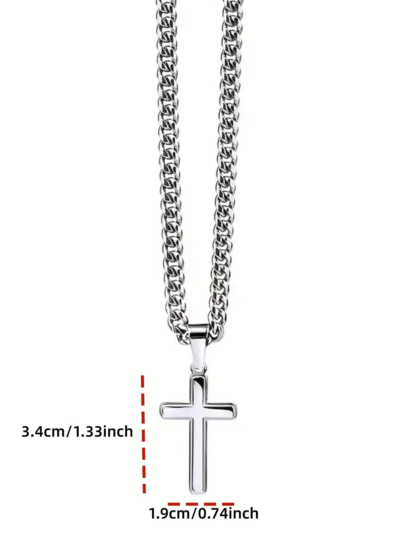 To My Dad Cuban Chain Cross Pendant Necklace with Box and Card, Birthday Christmas Gifts, Father's Day Gift, Cross Necklaces