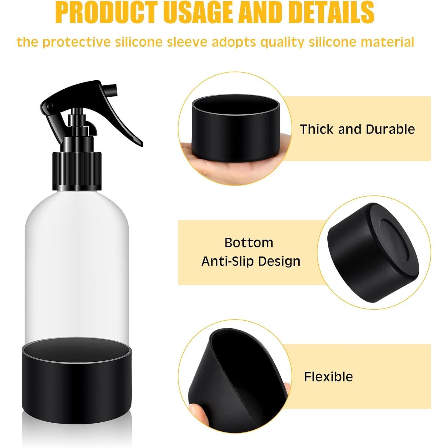 6 count  Bottle Boot Protective  Sleeve Bottom Washable Rubber Base Accessories Non Slip   Bottom Cover for 16 oz  Bottles, 12 to 24 oz Water Bottles, Black
