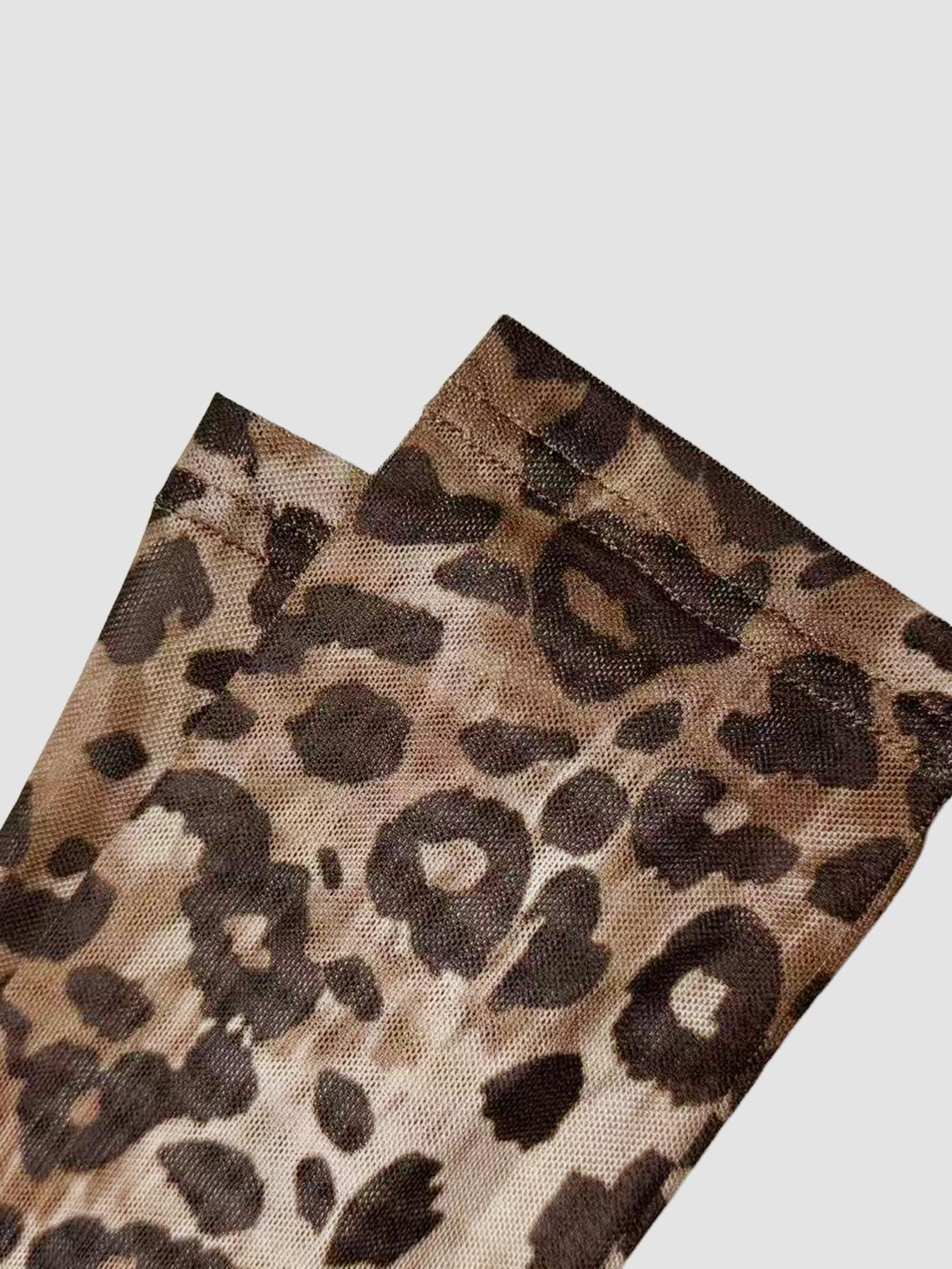 Women's Leopard Print Long Sleeve Slim Fit Round Neck T-shirt, Casual Y2k Style Top for Spring & All Seasons, Perfect for Parties & Daily Wear, Womenswear