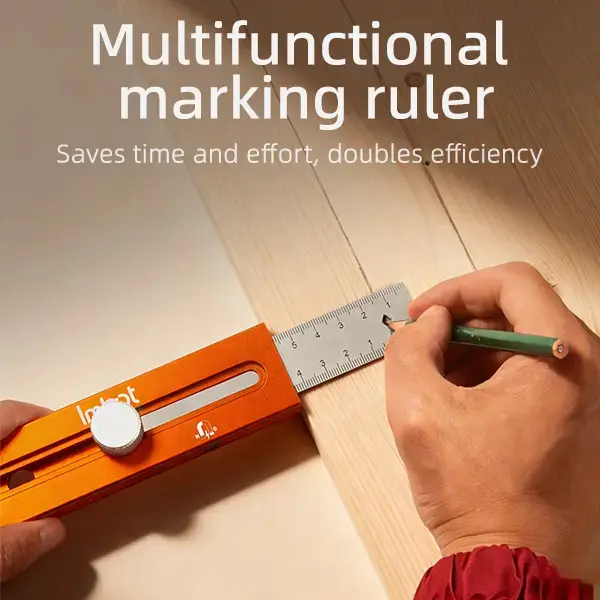 Multi-Function Ruler + Scribe Tool - Precision mm Scale Hand Measuring Instrument with Marking Edges, Enhances Accuracy for Woodworking, DIY Projects, Craftsmen