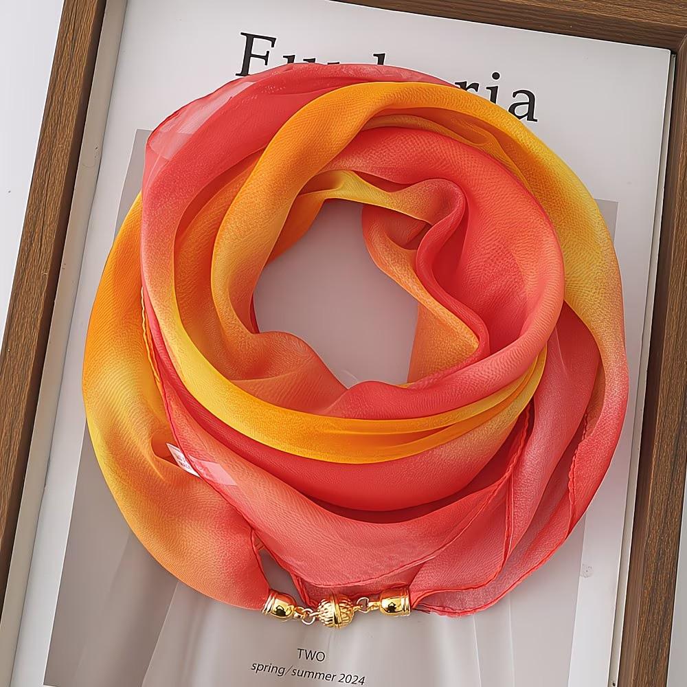 1 Piece Lightweight Rainbow Gradient Gold Ball Magnetic Scarf, Fashionable Shirt Accessory, All-Season Wear, Perfect Gift for Wife and Mother