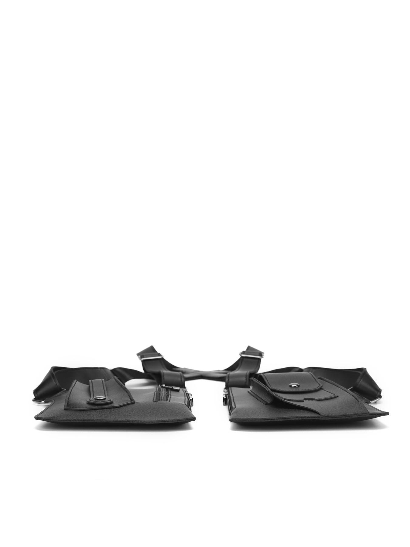 1pc Tactical style PU leather shoulder bag for men, multi pocket adjustable shoulder strap functional shoulder bag, cyberpunk style workwear armpit bag, trendy and cool outfit with vest bag