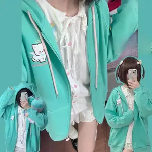 Subculture Gothic Women Coats with Hoodies Vintage Korean Harajuku Black Jackets Japanese Coat Female Loose Casual Sweatshirt