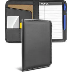 Professional Padfolio Faux-Leather Mini Portfolio with 5 x 8 Writing Pad Black