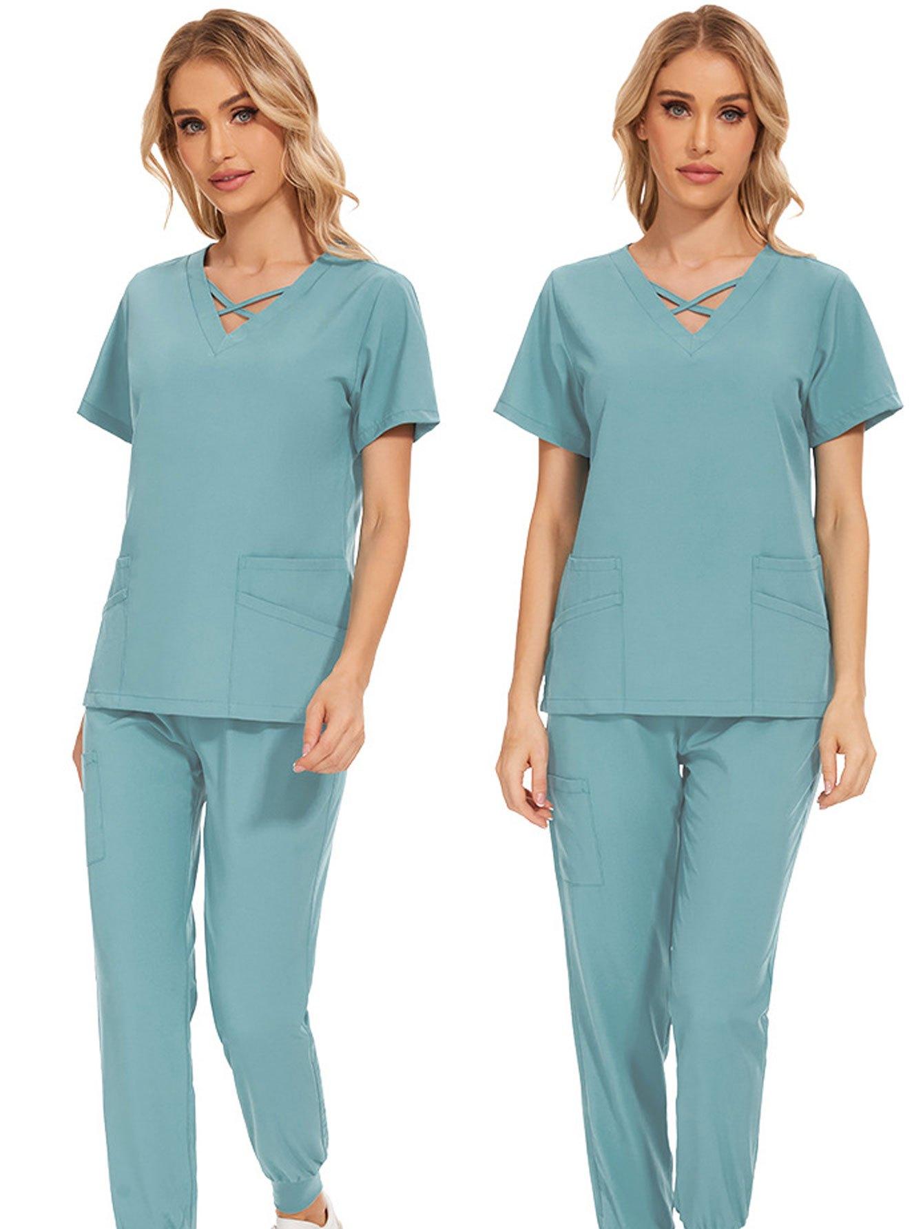 Work Uniform Set Solid Color Uniforms Hotel Janitor Chef Cook Nursing Scrub Suit for Women Men