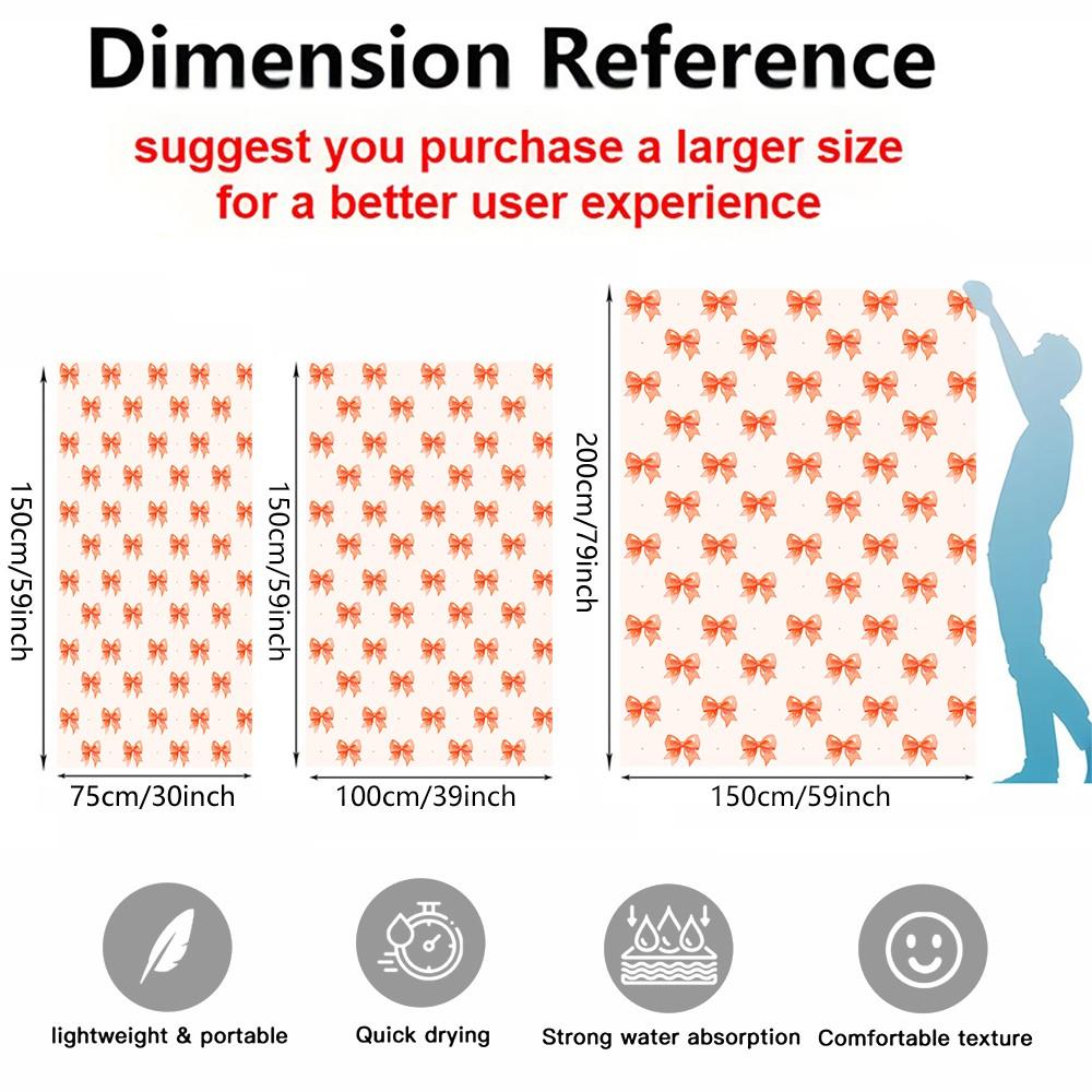 Bow Series Cute Romantic Sweet Sand Free Beach Towel, for Beach, SPA, Hot Spring, Pool, Picnic, Camping, Gym and Yoga, Absorbent, Fast Drying, Lightweight and Portable, Housewarming Birthday Valentine's Day Christmas Gift