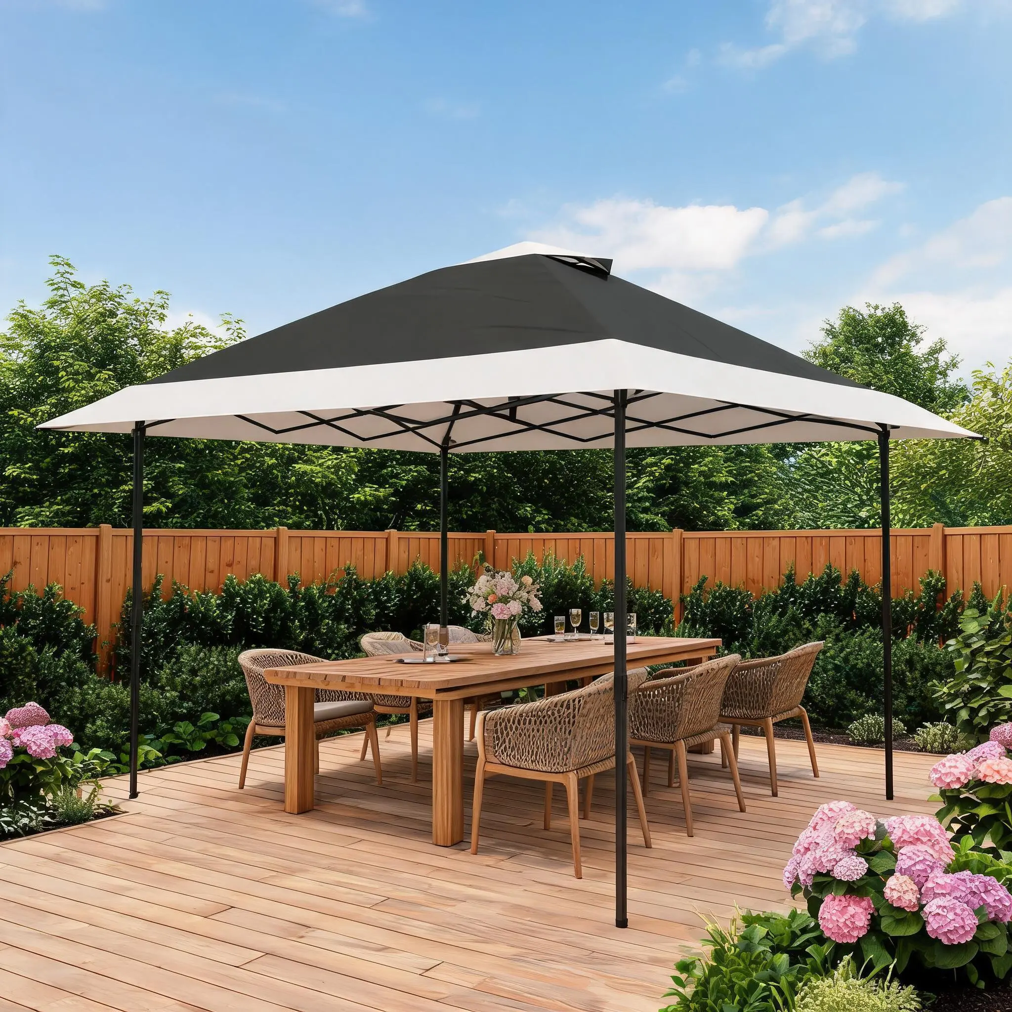 12x12 ft Instant Easy Pop Up Canopy, Portable Commercial Gazebo Camping Tent Shelter with Double Roof, Waterproof Outdoor Canopy for Garden, Market