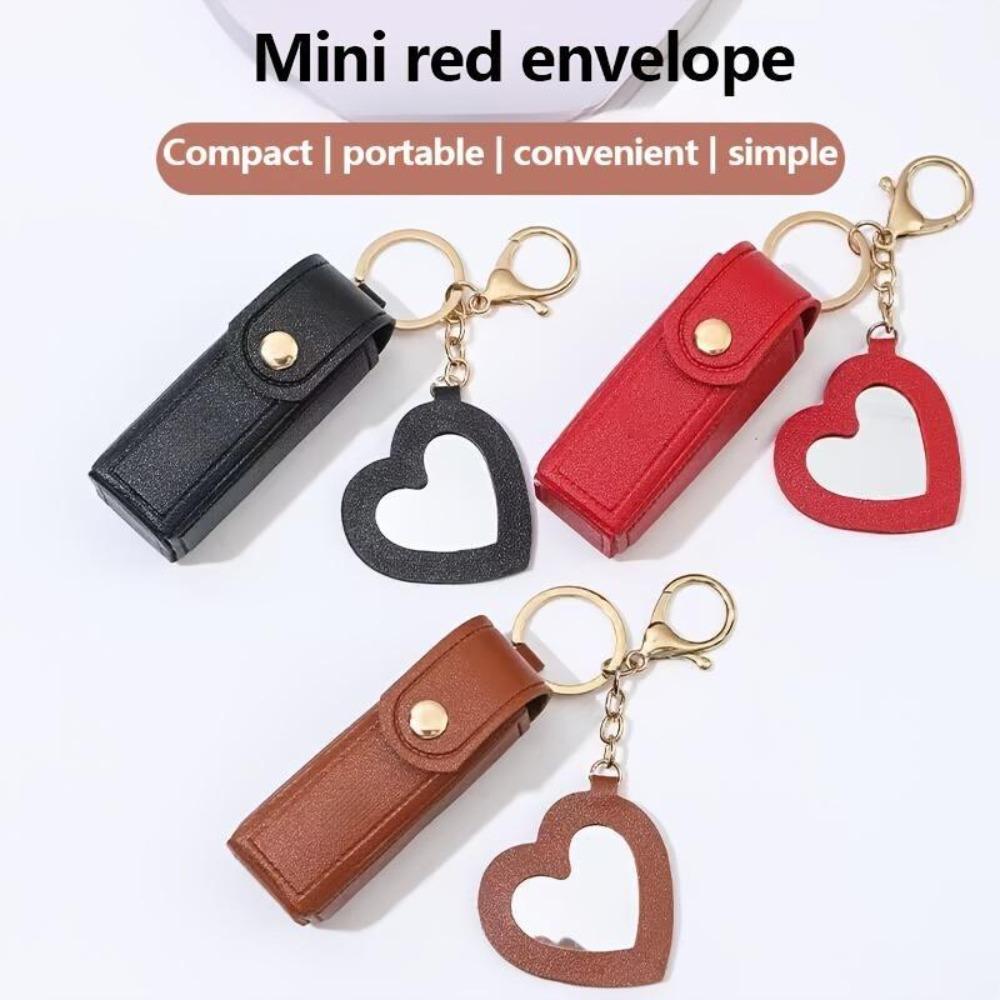 Mini Makeup Bag with Small Mirror, Portable Lipstick Case, Cute Keychain Pendant, Travel Cosmetic Pouch for Girls On-the-Go