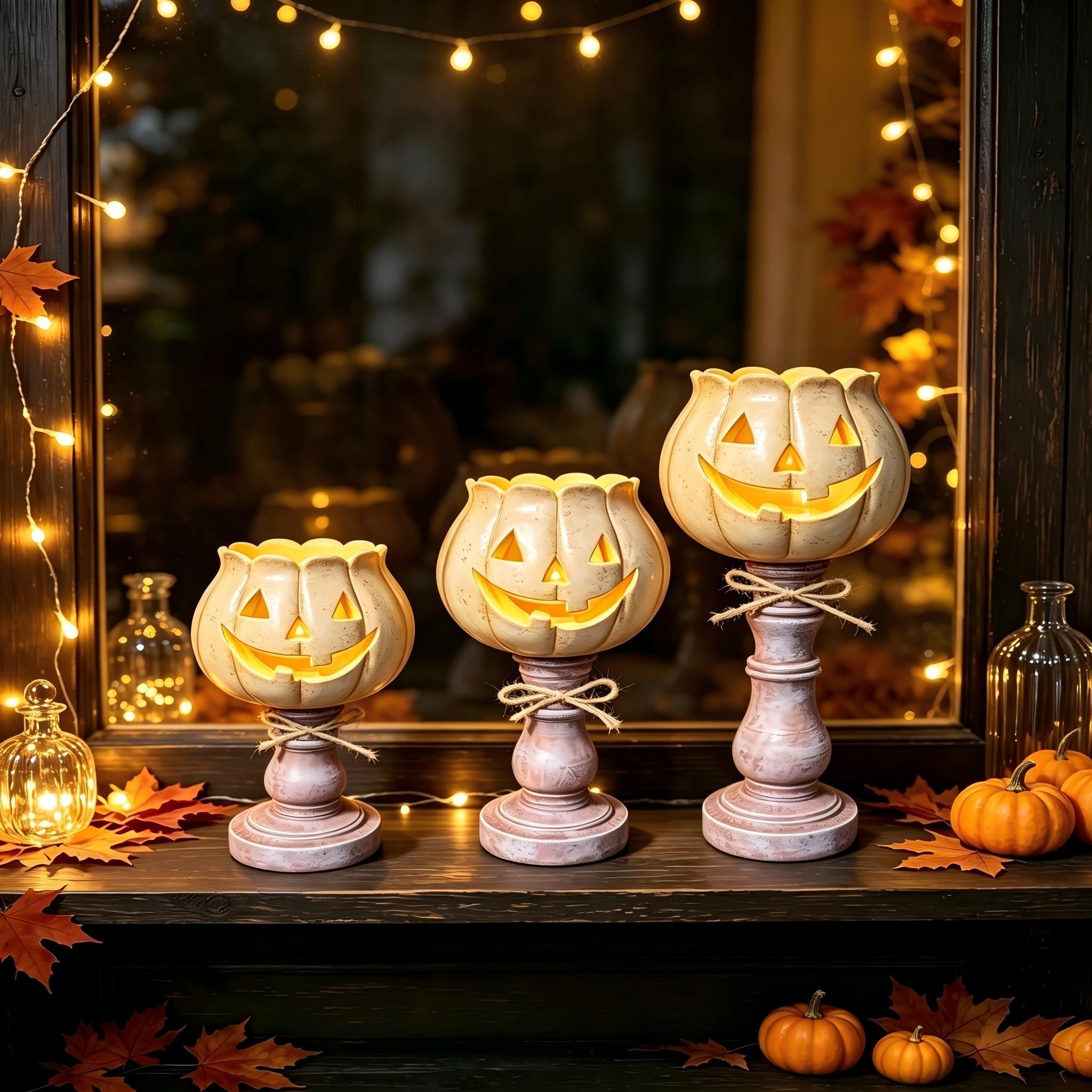 Creative Pumpkin Ornament Resin Craft, Halloween Home Decor Candle Holder, 1pc DIY Decoration, No Wax Included, Perfect for Festive Settings