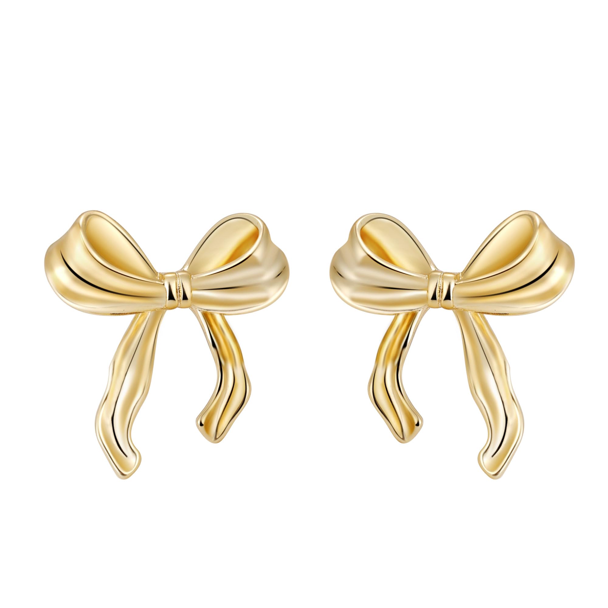 Gold Silver Bow Earrings For Women Ribbon Statement Earrings Stud Jewelry