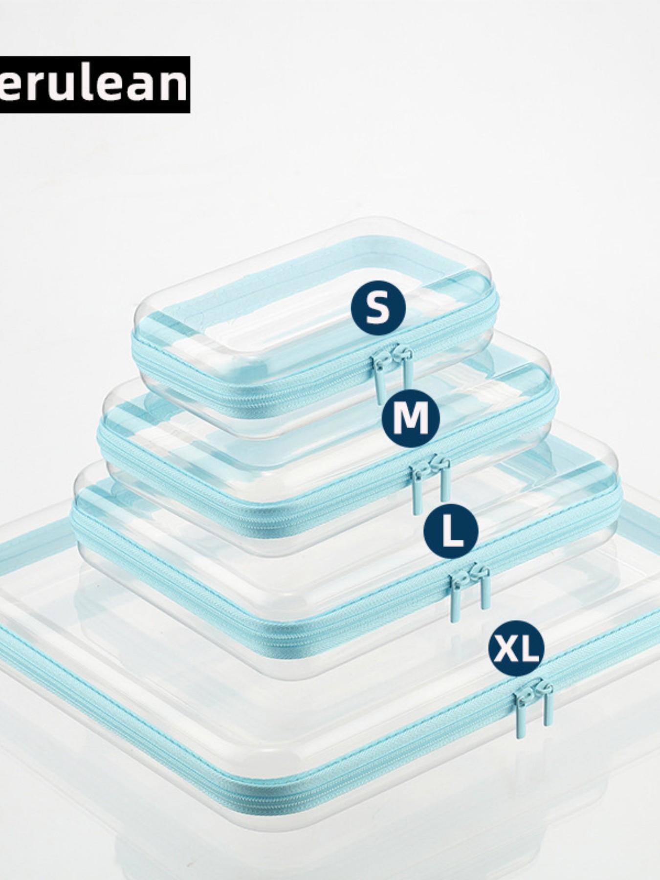 Advanced Transparent Hard Shell Zipper Case Set, 4-Piece PVC Storage Box, Portable Travel Organizer for Tools and Small Items