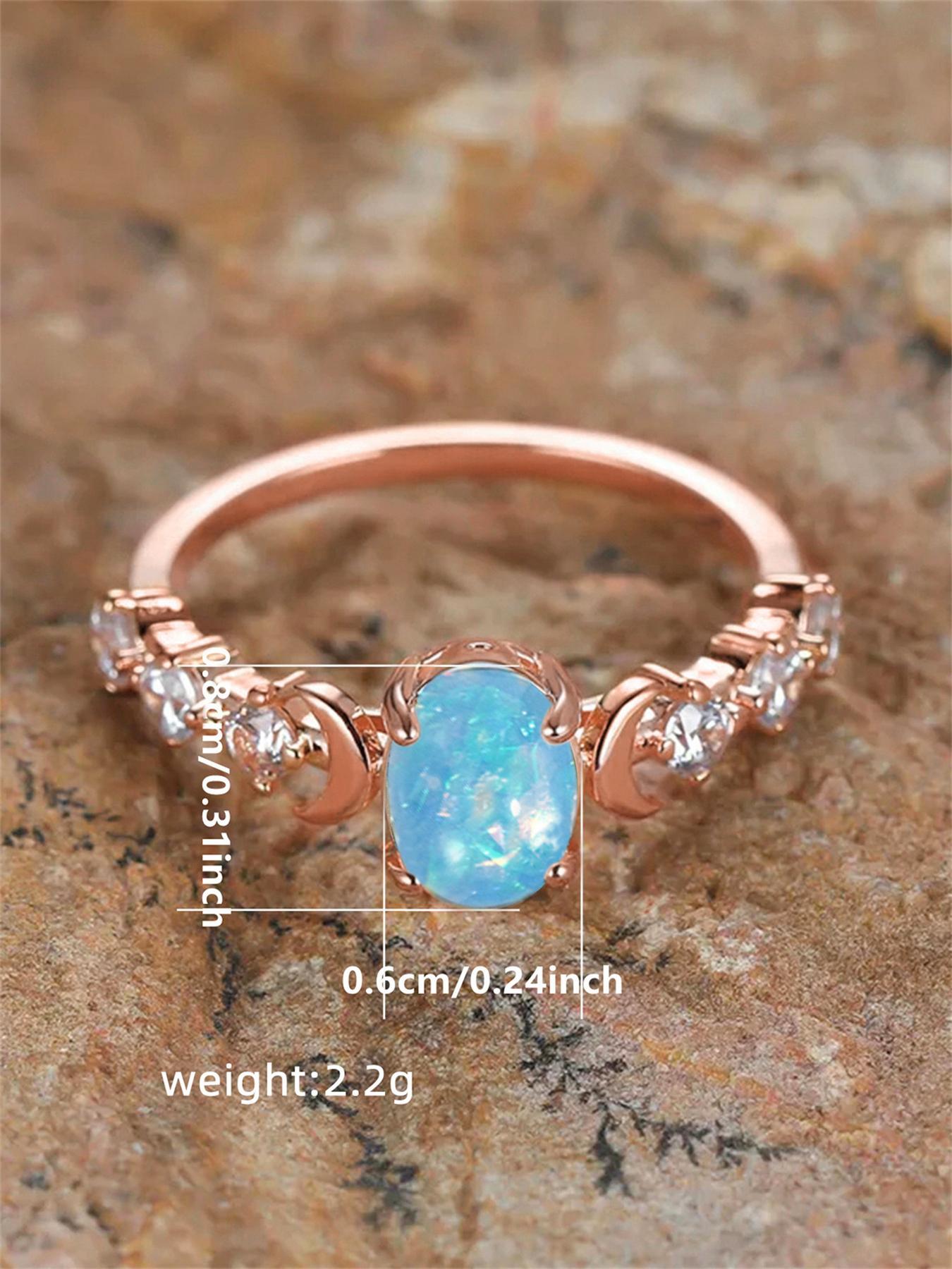 Summer Oval Shaped Artificial Gemstone & Rhinestone Decorated, Oval Halo Ring, Gifts for Her, Wedding & Engagement Jewelry Gift for Women, Wedding Rings
