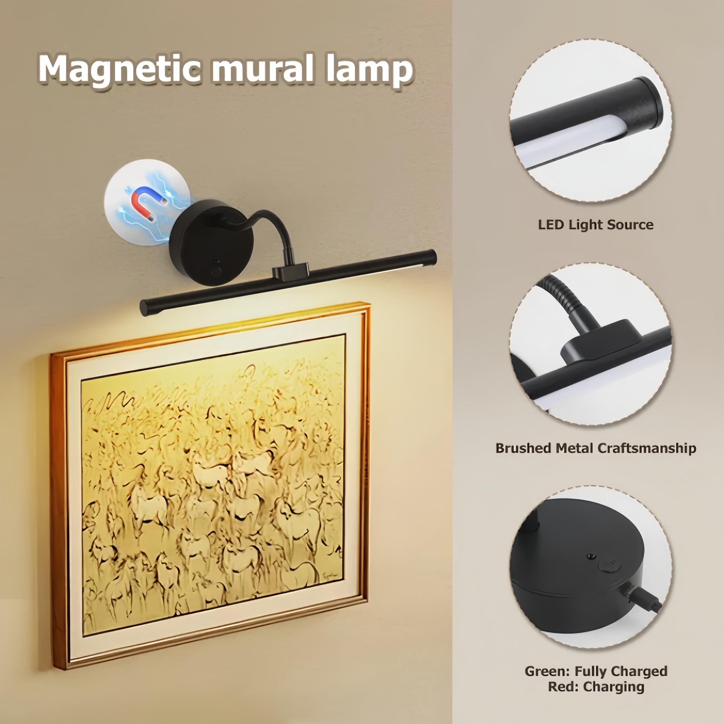 USB Rechargeable Wall Mounted Light, Dimmable Picture Light with Remote Control, Novelty Lighting for Wall Painting, Gallery Art, Painting, Portrait, Adjustable Lights, Home Decor Lighting