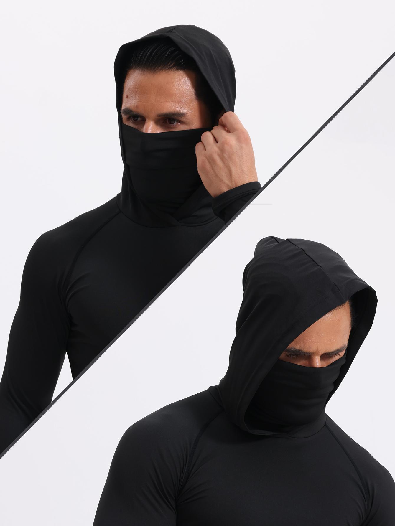 [Quick Dry Hoodies] 3 Men's Quick Drying Breathable Hoodies With Masks |     Long Sleeved T-shirt - Spring And Autumn Compression Sports Top - Enhance Your Workout Performance, It's A Gift