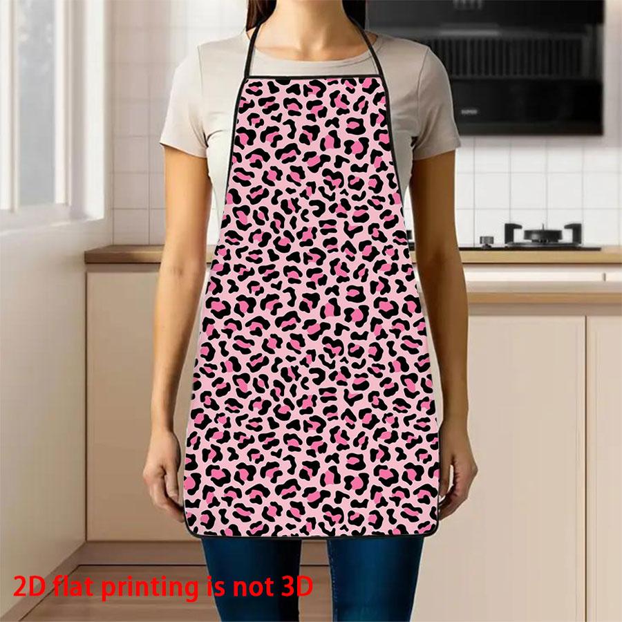 Unisex Leopard Print Apron, Durable Polyester Material, Ideal for Cooking, BBQ, Gardening, Painting, Manicure, Indoor & Outdoor Use