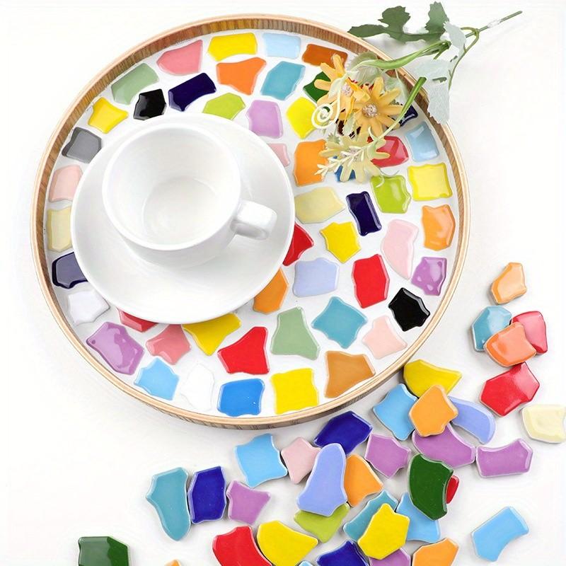 DIY Ceramic Mosaic Tiles, Approximately 35 Pieces, 200g Irregular Shapes, Handmade Materials, Free Stone Patchwork Tile Scraps