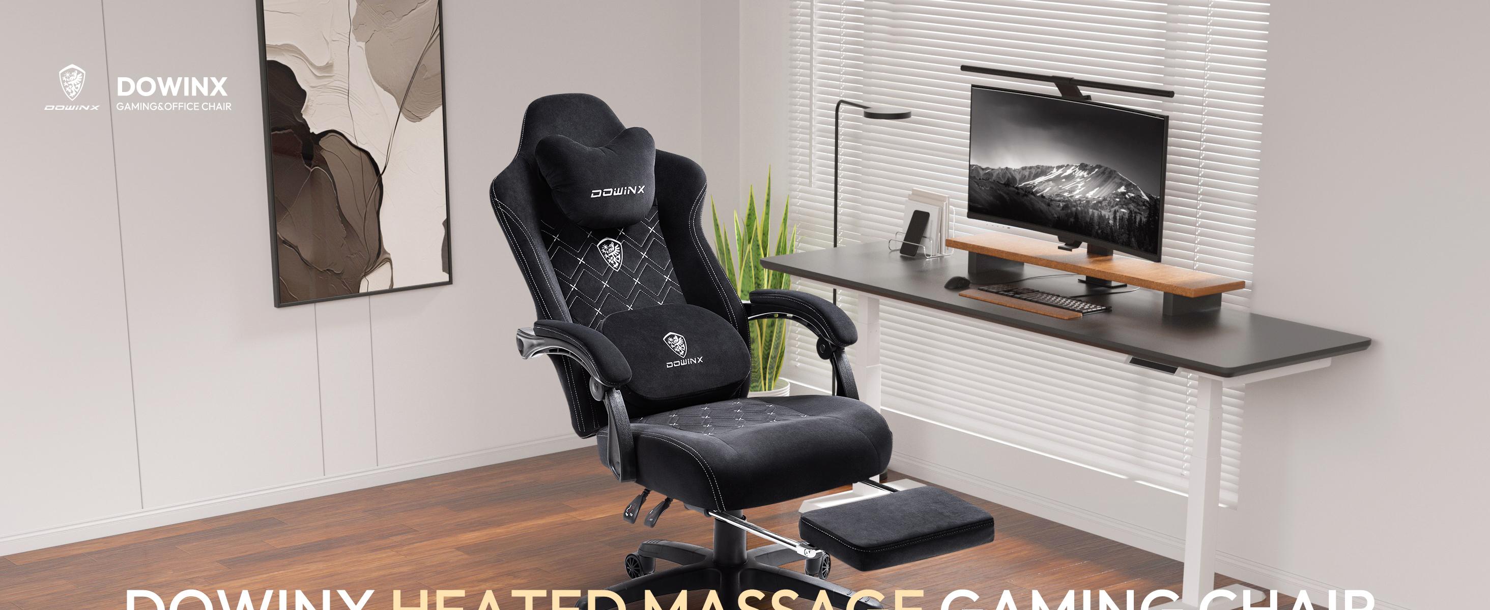 Dowinx Fabric Gaming Chair with Heated Massage Lumbar Support, Gaming Chairs for Adults, Big and Tall Gamer Chair with Pocket Spring Cushion and Footrest, Recliner High Back PC Chair for Adult, Black Dowinx Fabric Gaming Chair with Heated Massage Lumbar Support, Gaming Chairs for Adults, Big and Tall Gamer Chair with Pocket Spring Cushion and Footrest, Recliner High Back PC Chair for Adult, Black