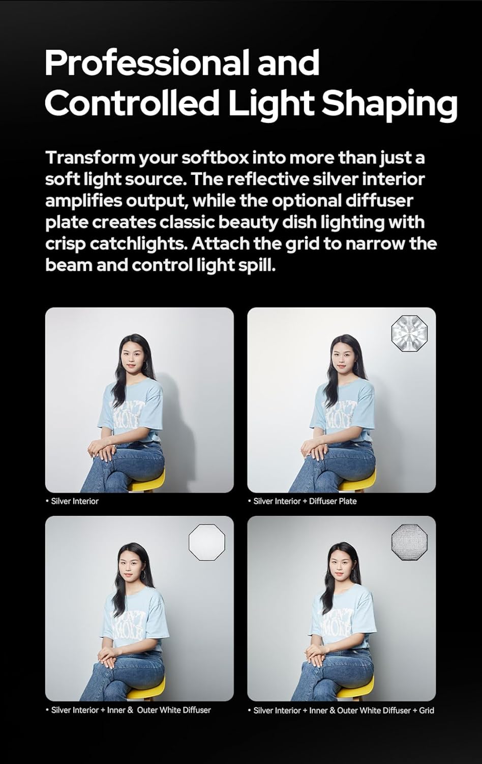 Godox Softbox Godox Quick Release Umbrella Softbox,Bowens Mount with Removable Front and Inner Diffusers/Grip/Diffuser Plate for Photography, Live Streaming,Location Portrait