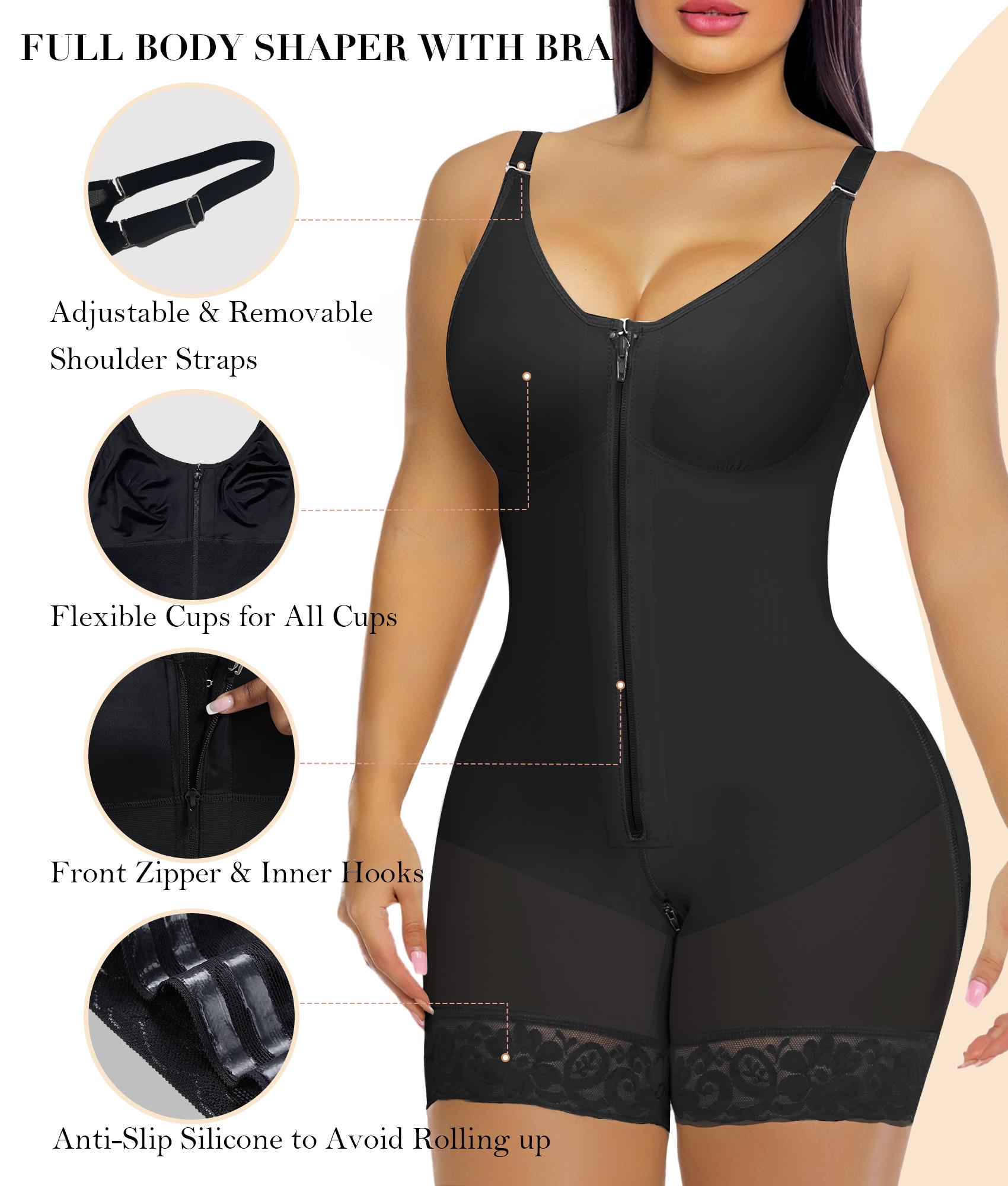 YIANNA Fajas Colombianas shapewear for Women Tummy Control Butt Lifter Shaper with Zipper Crotch detachable shoulder strap SpringStatements