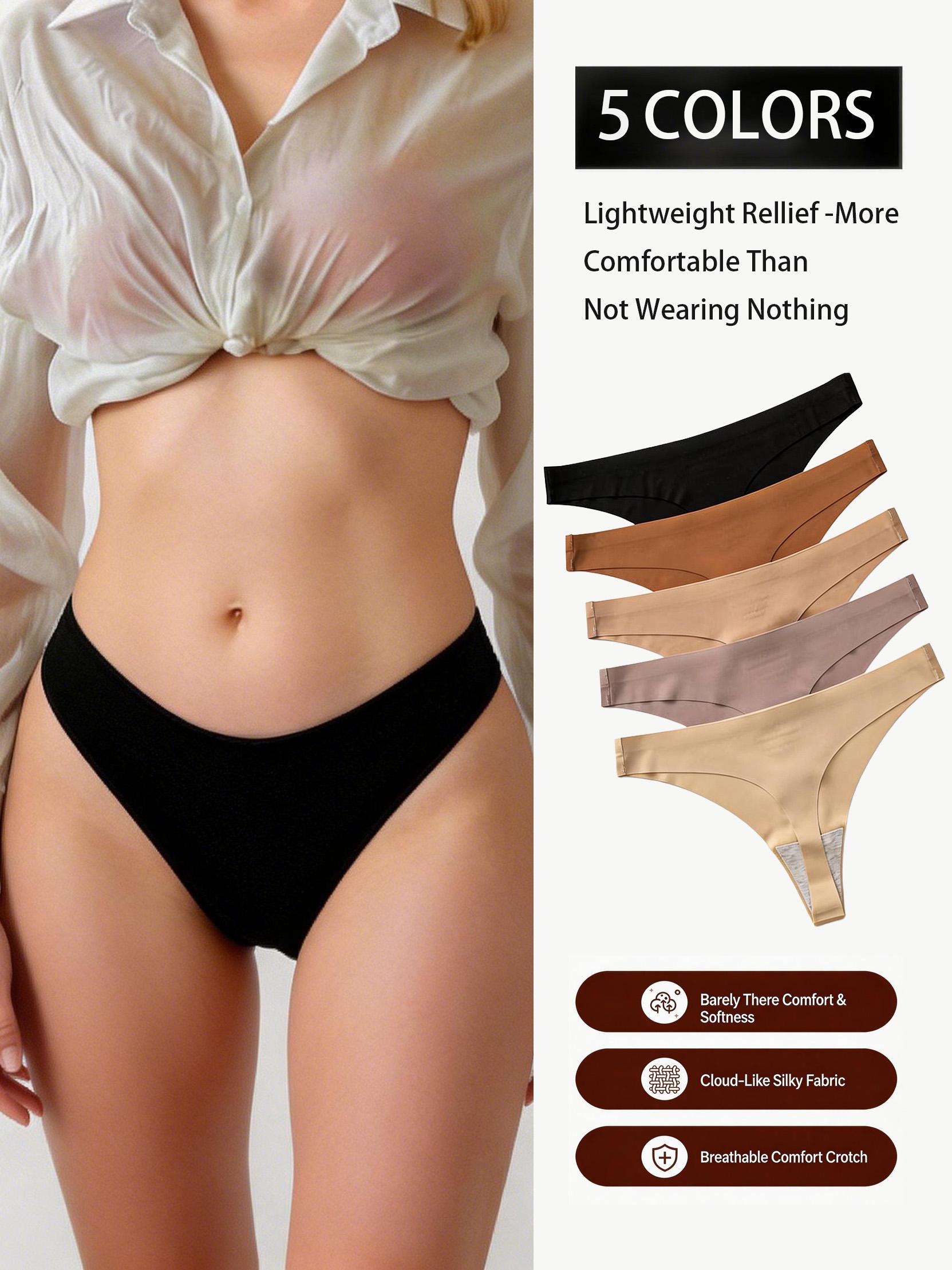 5 Pack Sexy G-String Underwear Breathable Women's T-Back Thongs Seamless Low Rise Bikini Panties S-XL