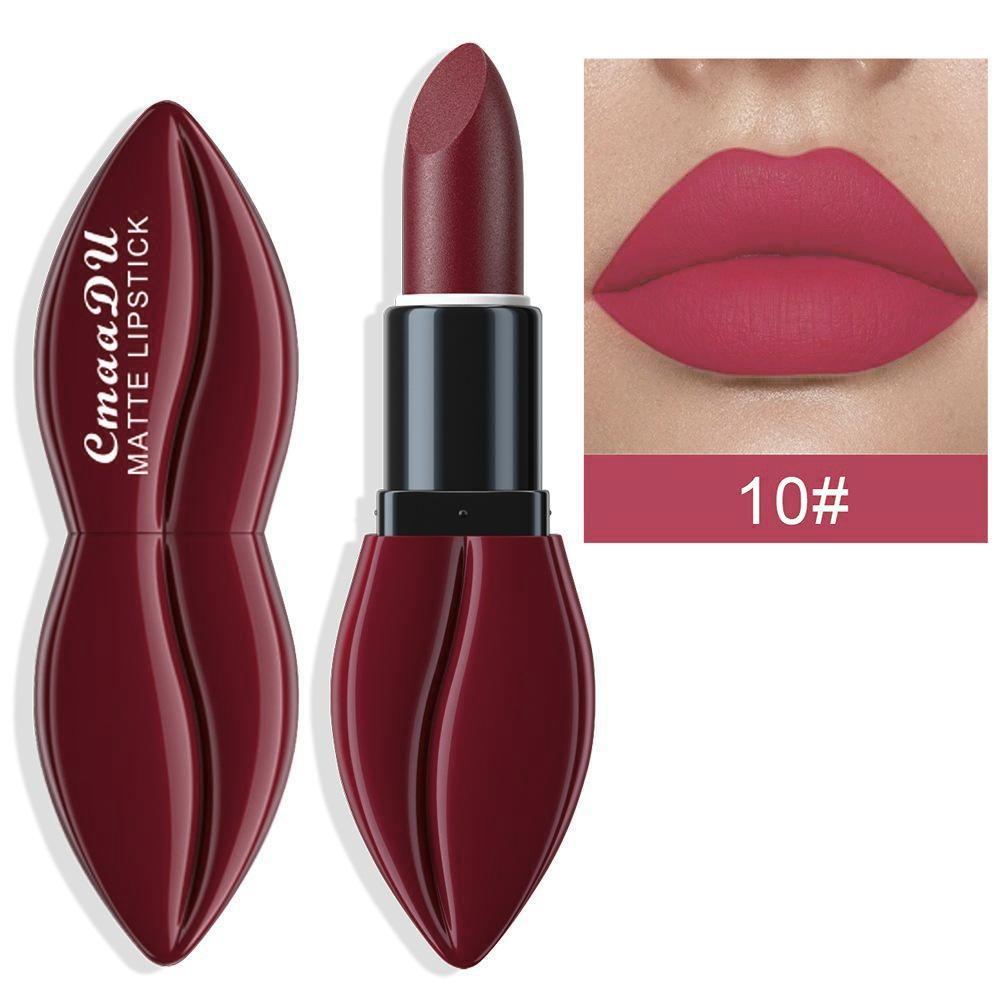 CmaaDu 10-Color Matte Moisturizing Lipstick, Professional Lip Cosmetics for Women with Fashionable Lip Design, Essential for Daily and Holiday Makeup, Moisturized Lipstick Gift