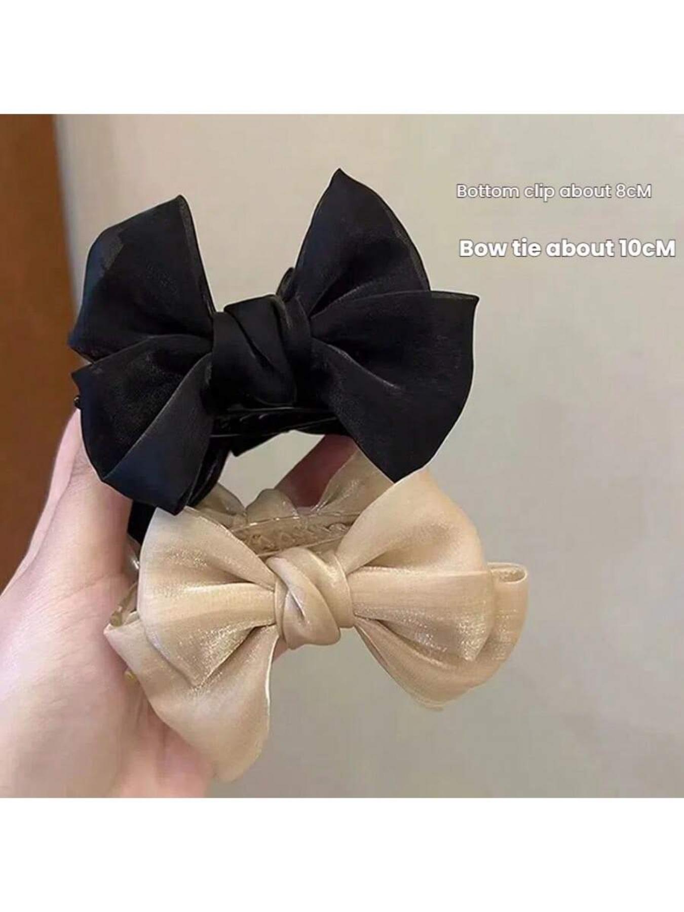 2Pcs Bow-Adorned Hair Claw Clip: Non-Slip Design, Suitable For Ponytails, Perfectly Matching Bun Hairstyles - An Ideal Choice For Women And Girls, Hair Clips, Hair Accessories, Claw Clips, Hair Clip Set