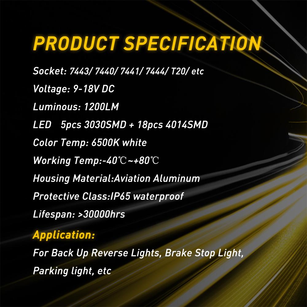 AUXITO 7443 7440 3157 LED Bulb for Reverse Light 6000K White, 2800LM 300% Brighter 7441 7444 T20 W21W LED for Backup Light, Tail Light, Brake Light, Turn Signal Light, Parking Light, DRL, Pack of 2