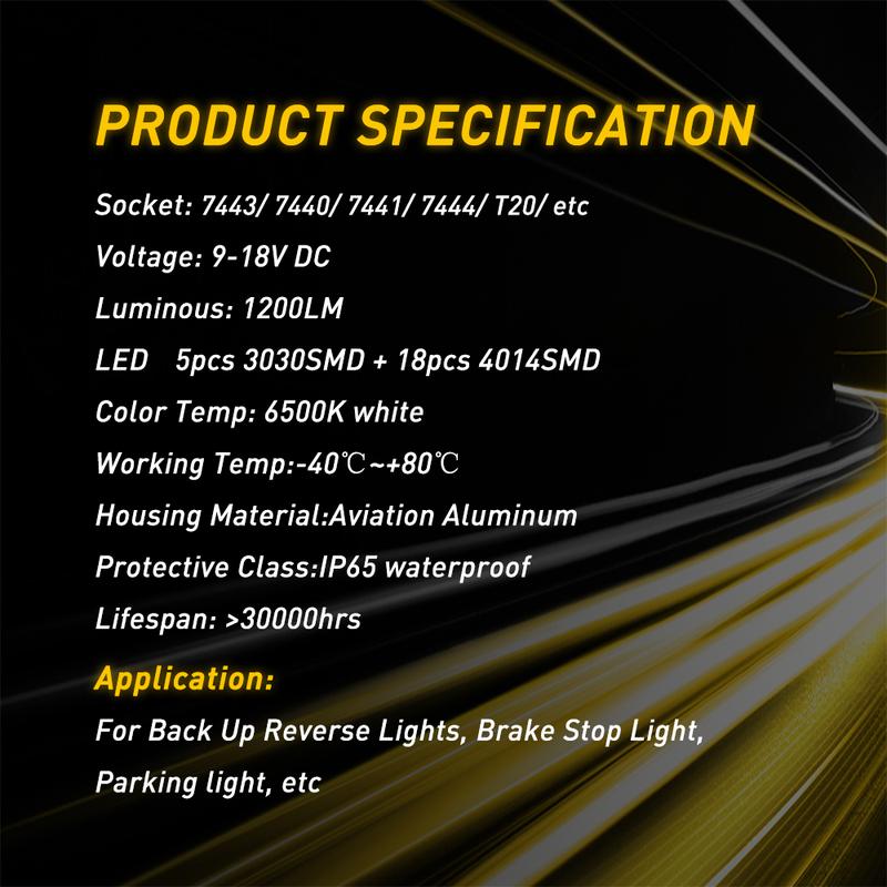 AUXITO 7443 7440 LED Bulb for Reverse Light 6000K White, 2800LM 300% Brighter 7441 7444 T20 W21W LED for Backup Light, Tail Light, Brake Light, Turn Signal Light, Parking Light, DRL, Pack of 2