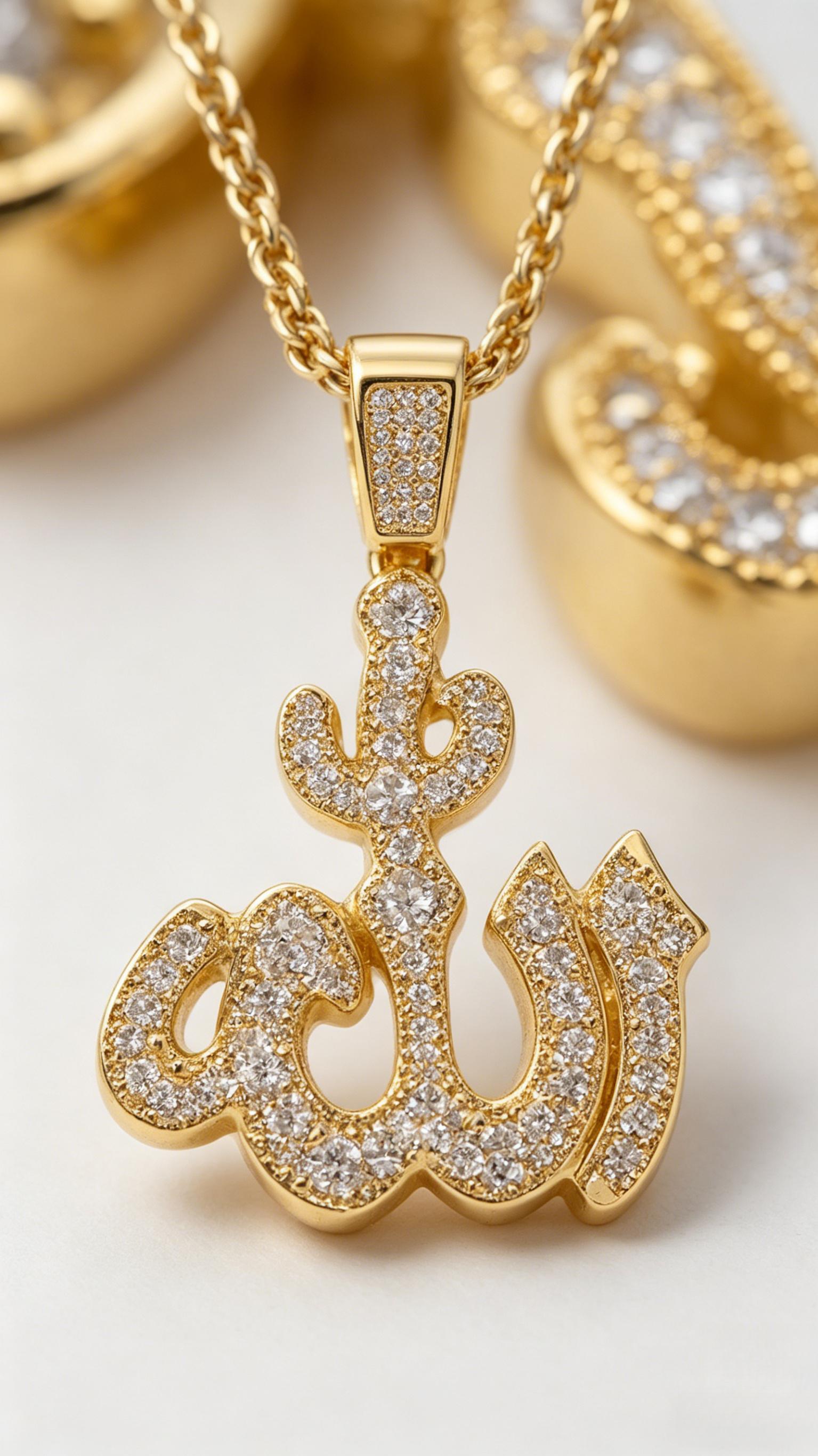 Dainty Allah Letter Necklace, Gold Tone, Versatile for Any Outfit