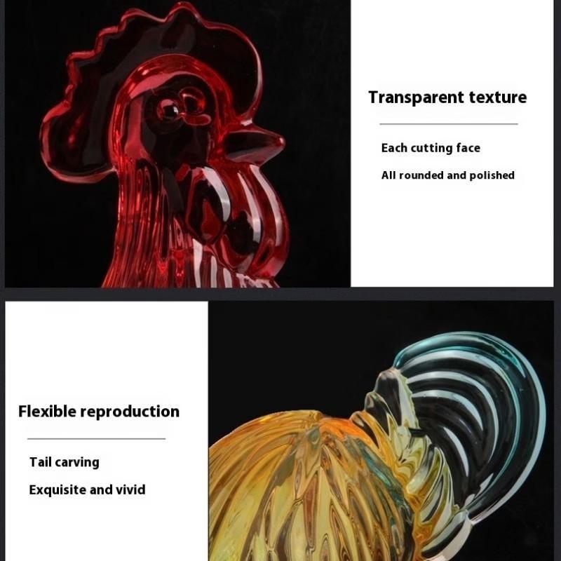 Premium Colored Rooster Shaped Glass Sealed Jar, Beautiful Crystal Candy Dried Fruit Container, Reusable Multipurpose Storage, Home Decor