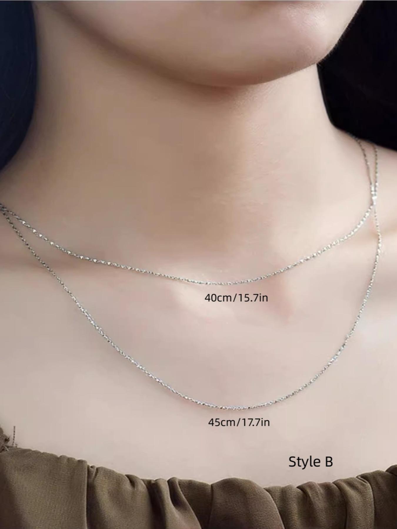 925 Sterling Silver Simple Chain Necklace, Minimalist Chain Necklace, Fashion Jewelry for Party, Daily Decor, Trendy All-match & Exquisite Jewelry for Birthday Gift