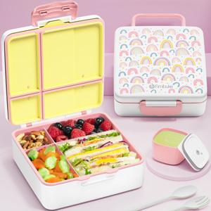 Fimibuke Bento Lunch Box with 4 Compartments, Insulated lunch Bag, Stainless Steel Insulated Thermos, Ice Pack & Utensils, Birthday Gifts Back to School Girls Boys dealsforyoudays