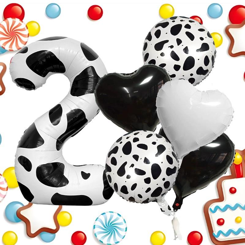 Unique Cow Print Number Heart Foil Balloons, Luxury Series Multi Shape Kit, Wedding Bridal Party Decor, Grand Event & Celebration