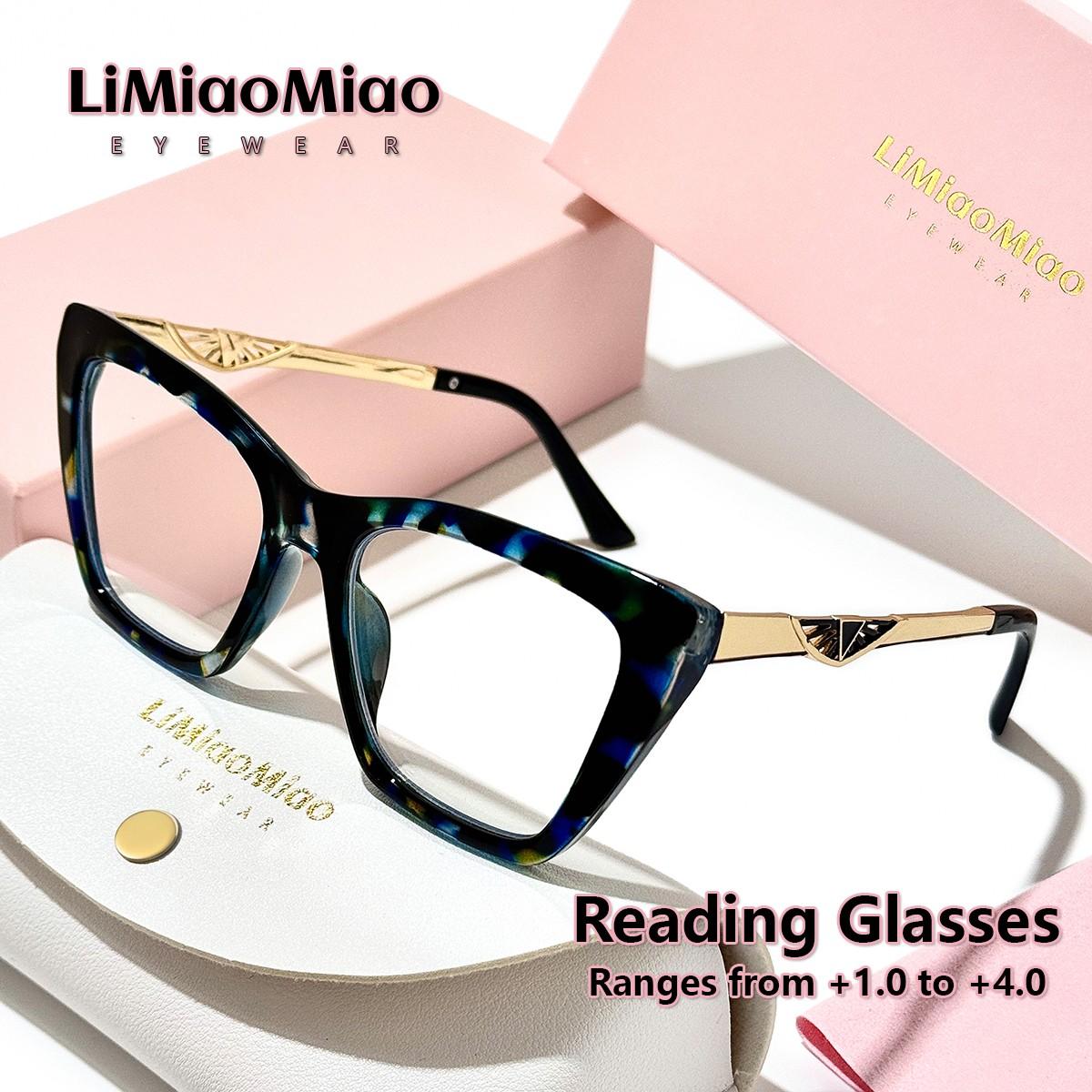 Cat Eye Reading Glasses for Men and Women, Vintage Clear Transparent Computer Readers, Magnification +1.0 to +4.0, Includes Case and Cloth