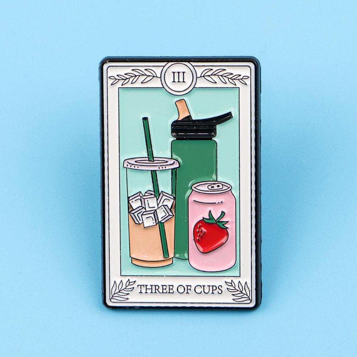 "There of cups" Tarot Enamel Brooch Pin, Illustrative Style Badge, Collar Decoration, Clip, Fashion Accessory Gift for Backpacks and Clothing