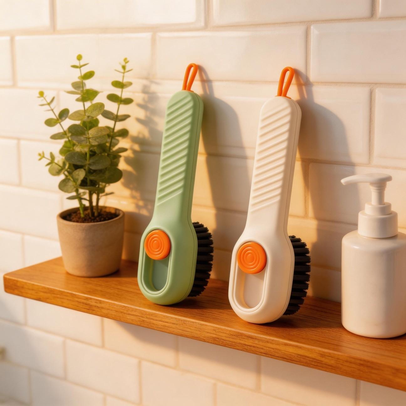 2pcs Multi-Functional Shoe Cleaning Brush for Liquid Injection Shoe Brush, Multi-functional Long-Handled Shoe Brush | Hand-Pressed, Soft-Bristled, Washable, Can Add Liquid, Portable Multi- Footwear for Sneakers, Hygienic -Demand Cleaning for /Travel