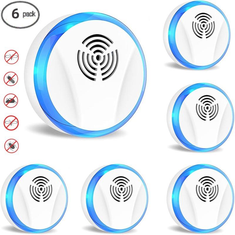 6 Pack Insect Repellent, Intelligent Frequency Conversion, 360-Degree Mosquito Repellent,  Night Light Function, Wide Application Range, Repel Mosquitoes, Mice and Cockroaches