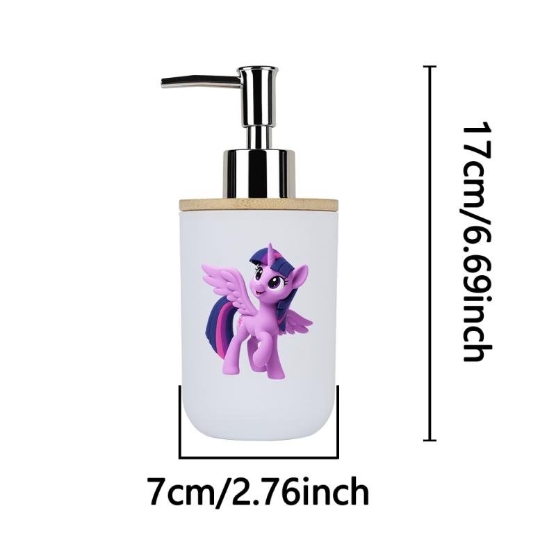 1pc dispenser with cartoon print; dual-function toothbrush cup/hand sanitizer bottle - reusable for shampoo, shower gel, bathroom, and kitchen use - a perfect Valentine's Day/Christmas gift (assembly required, parts inside the cup)